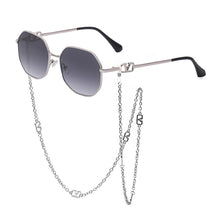 Carica l&#39;immagine nel visualizzatore di Gallery, Metal Irregular Sunglasses with Chain Women 2023  Brand Designer Trendy Square Sun Glasses for Female Chic Eyewear