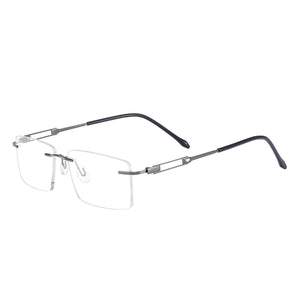 Metal Lightweight Rectangular Rimless Men And Women Optical Spectacles Frame For Myopia Prescription Lenses