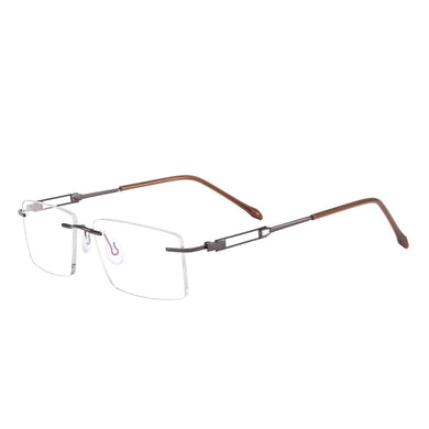 Metal Lightweight Rectangular Rimless Men And Women Optical Spectacles Frame For Myopia Prescription Lenses