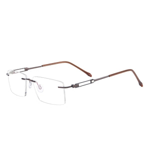 Metal Lightweight Rectangular Rimless Men And Women Optical Spectacles Frame For Myopia Prescription Lenses