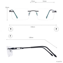 Carica l&#39;immagine nel visualizzatore di Gallery, Metal Lightweight Rectangular Rimless Men And Women Optical Spectacles Frame For Myopia Prescription Lenses