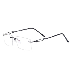 Metal Lightweight Rectangular Rimless Men And Women Optical Spectacles Frame For Myopia Prescription Lenses