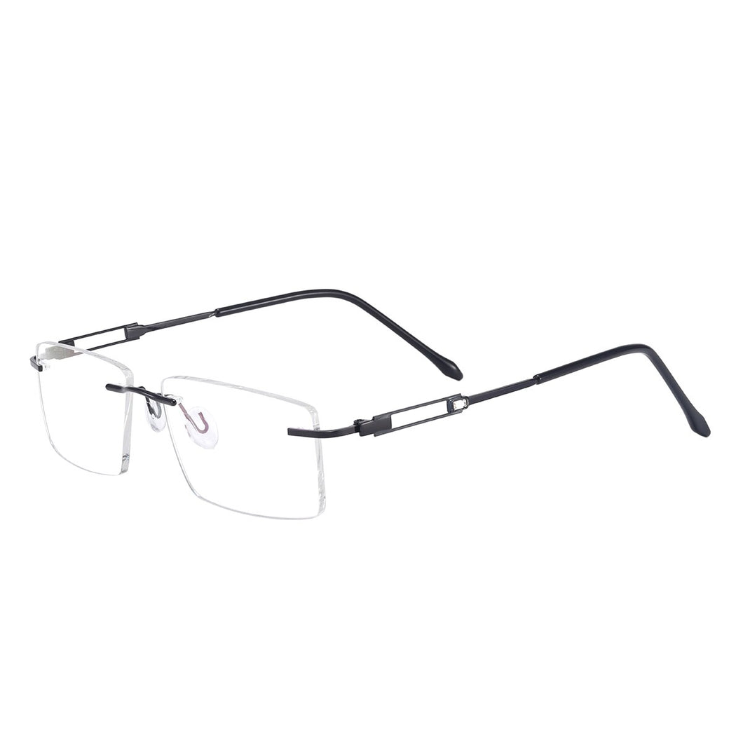Metal Lightweight Rectangular Rimless Men And Women Optical Spectacles Frame For Myopia Prescription Lenses