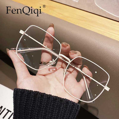 Metal Optical Frame Sunglasses Vintage Square Brand Designer Anti-blue Light Matte Oversized Eye Glasses