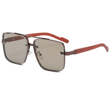 Load image into Gallery viewer, Metal Sunglasses Steampunk Double Beam Eye Glasses Wood Grain Rectangle Gafas Oculos Gradient Shades Sunglasses UV400