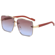 Load image into Gallery viewer, Metal Sunglasses Steampunk Double Beam Eye Glasses Wood Grain Rectangle Gafas Oculos Gradient Shades Sunglasses UV400