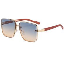 Load image into Gallery viewer, Metal Sunglasses Steampunk Double Beam Eye Glasses Wood Grain Rectangle Gafas Oculos Gradient Shades Sunglasses UV400