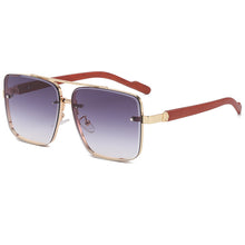 Load image into Gallery viewer, Metal Sunglasses Steampunk Double Beam Eye Glasses Wood Grain Rectangle Gafas Oculos Gradient Shades Sunglasses UV400