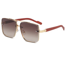 Load image into Gallery viewer, Metal Sunglasses Steampunk Double Beam Eye Glasses Wood Grain Rectangle Gafas Oculos Gradient Shades Sunglasses UV400