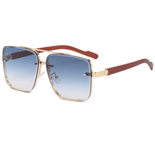 Load image into Gallery viewer, Metal Sunglasses Steampunk Double Beam Eye Glasses Wood Grain Rectangle Gafas Oculos Gradient Shades Sunglasses UV400