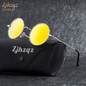 Metallic Polarized Round Sunglasses Mens Womens Blue Coating Mirrored Sun Glasses John Lennon Vintage Retro SunGlasses