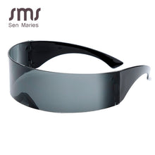 Load image into Gallery viewer, Mirror Silver Futuristic Wrap Around Sunglasses Women Cool Sunglasses Mask Funny Glasses Halloween Party For Men Eyewear