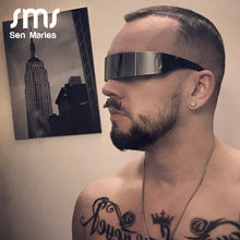 Load image into Gallery viewer, Mirror Silver Futuristic Wrap Around Sunglasses Women Cool Sunglasses Mask Funny Glasses Halloween Party For Men Eyewear