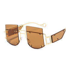 Load image into Gallery viewer, Mirror Square Sunglasses Men Women 2023 Oversized Alloy Rivet Male Shade Glasses  Brand Trend Unique Eyewear UV400