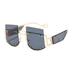 Load image into Gallery viewer, Mirror Square Sunglasses Men Women 2023 Oversized Alloy Rivet Male Shade Glasses  Brand Trend Unique Eyewear UV400