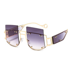 Load image into Gallery viewer, Mirror Square Sunglasses Men Women 2023 Oversized Alloy Rivet Male Shade Glasses  Brand Trend Unique Eyewear UV400