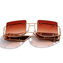 Load image into Gallery viewer, Mirror Square Sunglasses Men Women 2023 Oversized Alloy Rivet Male Shade Glasses  Brand Trend Unique Eyewear UV400