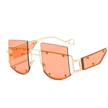 Load image into Gallery viewer, Mirror Square Sunglasses Men Women 2023 Oversized Alloy Rivet Male Shade Glasses  Brand Trend Unique Eyewear UV400