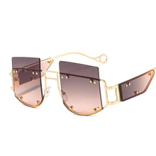 Load image into Gallery viewer, Mirror Square Sunglasses Men Women 2023 Oversized Alloy Rivet Male Shade Glasses  Brand Trend Unique Eyewear UV400