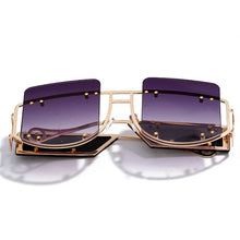 Load image into Gallery viewer, Mirror Square Sunglasses Men Women 2023 Oversized Alloy Rivet Male Shade Glasses  Brand Trend Unique Eyewear UV400