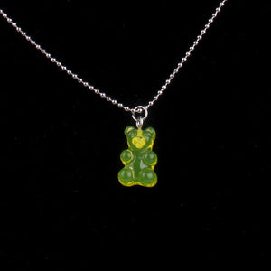 Fashion Multicolor Transparent Bear Necklace Cute Candy Color Resin Gummy Bear Pendant Necklace Women Jewelry