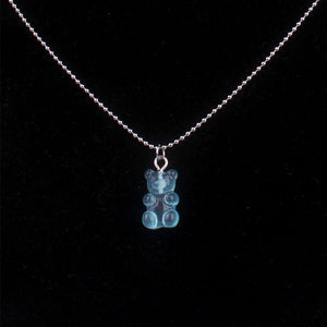 Fashion Multicolor Transparent Bear Necklace Cute Candy Color Resin Gummy Bear Pendant Necklace Women Jewelry