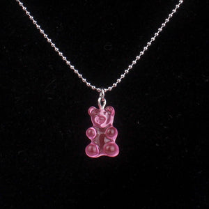 Fashion Multicolor Transparent Bear Necklace Cute Candy Color Resin Gummy Bear Pendant Necklace Women Jewelry