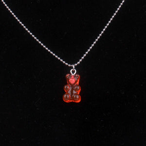 Fashion Multicolor Transparent Bear Necklace Cute Candy Color Resin Gummy Bear Pendant Necklace Women Jewelry