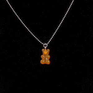 Fashion Multicolor Transparent Bear Necklace Cute Candy Color Resin Gummy Bear Pendant Necklace Women Jewelry
