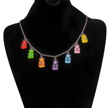 Load image into Gallery viewer, Fashion Multicolor Transparent Bear Necklace Cute Candy Color Resin Gummy Bear Pendant Necklace Women Jewelry