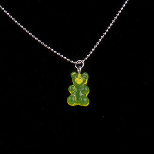 Fashion Multicolor Transparent Bear Necklace Cute Candy Color Resin Gummy Bear Pendant Necklace Women Jewelry