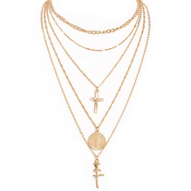 Moda strati multipli collane incrociate per donna fascino girocolli color oro collana Boho Collares gioielli per feste femminili XL1191 