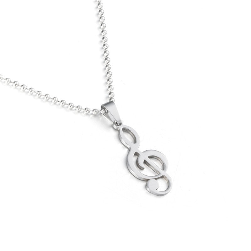 Fashion Musical Symb Pendant Necklaces For Women Stainless Steel Necklace&Pendants Hollow Lovers Keychain Men Jewelry Colar