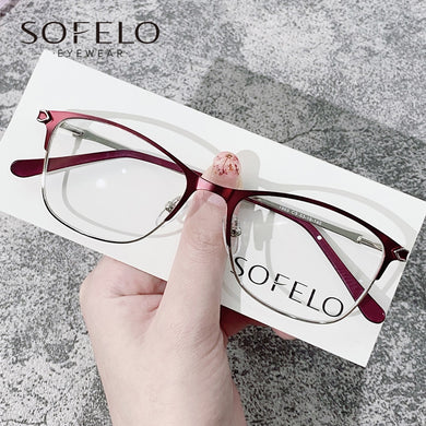 Myopia Optical Glasses Frame Women Prescription Eyeglasses Frame Ladies Red Stainless Steel Spectacles Frame Brand 2023