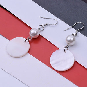 Fashion Natural Circle Shell Simulated Pearl Earrings Sweet Elegant Earrings For Women Party Wedding Brida Jewelry