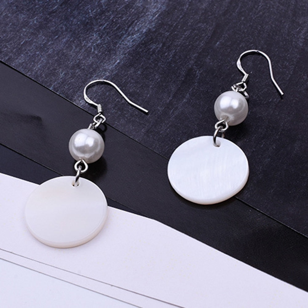 Fashion Natural Circle Shell Simulated Pearl Earrings Sweet Elegant Earrings For Women Party Wedding Bridal Jewelry bijoux