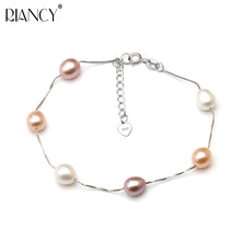 Load image into Gallery viewer, Fashion Natural adjustable pearl Bracelets For Women 925 sterling silver jewelry silver chain pearl Bracelets Gifts