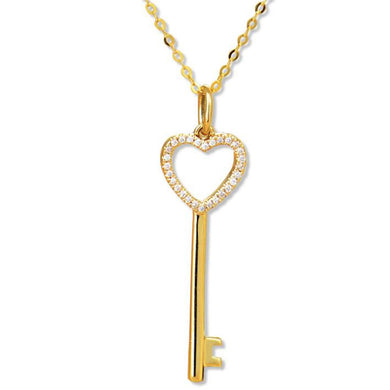 Fashion Necklace For Women 18K Gold AU750 Lovely Heart Key Queen Crown Pendant Wedding Gifts Angel Girls Necklace Pendant
