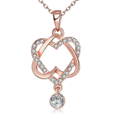 Fashion Necklace Rose Gold Heart Crystal Women Accessories Chocker Necklaces & Pendants Statement Kolye Chain Jewellery Colares