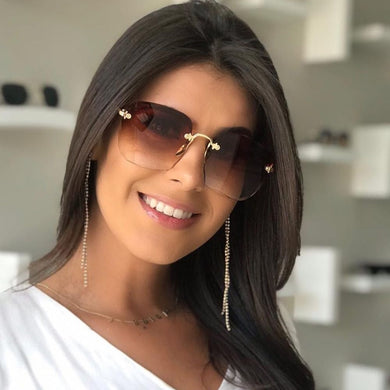 Moda nuovo designer di marca occhiali da sole quadrati senza cornice moda donna metallo senza montatura lenti sfumate occhiali da sole femminili Oculos 2022 