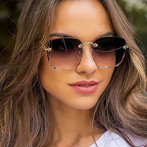Moda nuovo designer di marca occhiali da sole quadrati senza cornice moda donna metallo senza montatura lenti sfumate occhiali da sole femminili Oculos 2022 