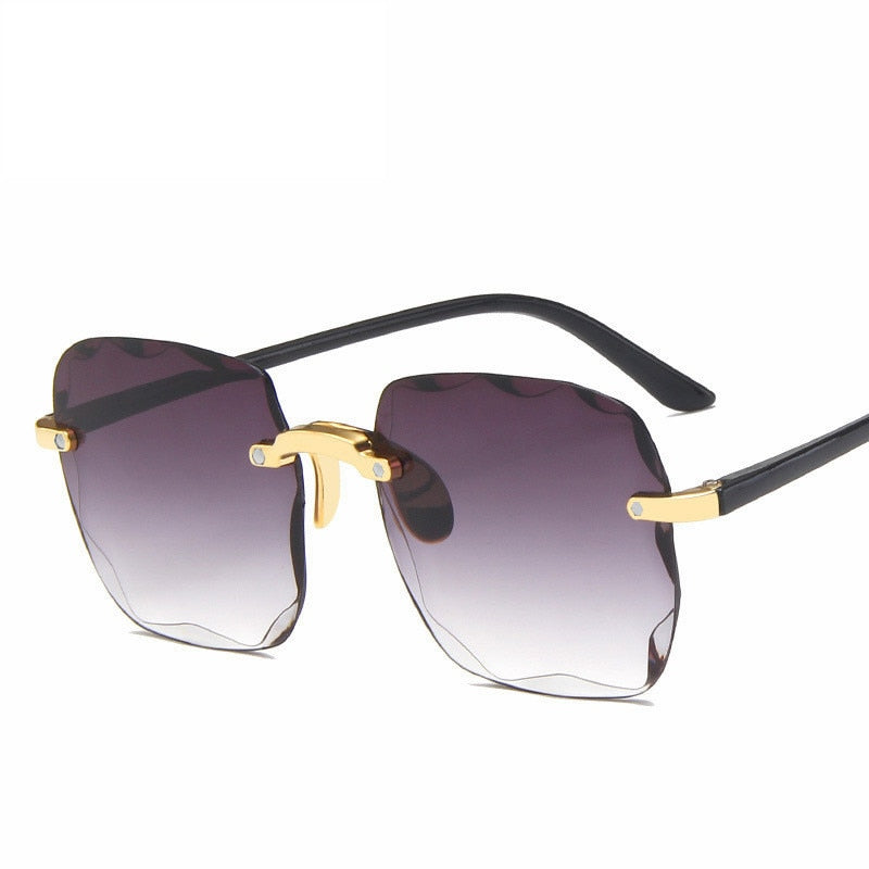 Moda nuovo designer di marca occhiali da sole quadrati senza cornice moda donna metallo senza montatura lenti sfumate occhiali da sole femminili Oculos 2022 
