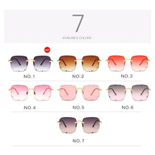 Carica l&#39;immagine nel visualizzatore di Gallery, Moda nuovo designer di marca occhiali da sole quadrati senza cornice moda donna metallo senza montatura lenti sfumate occhiali da sole femminili Oculos 2022 