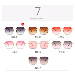 Moda nuovo designer di marca occhiali da sole quadrati senza cornice moda donna metallo senza montatura lenti sfumate occhiali da sole femminili Oculos 2022 