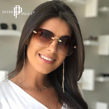 Carica l&#39;immagine nel visualizzatore di Gallery, Occhiali da sole quadrati di marca Occhiali da sole senza montatura da donna con lenti sfumate senza montatura Occhiali da sole femminili Gafas De Sol