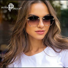 Carica l&#39;immagine nel visualizzatore di Gallery, Occhiali da sole quadrati di marca Occhiali da sole senza montatura da donna con lenti sfumate senza montatura Occhiali da sole femminili Gafas De Sol