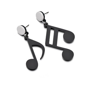 Fashion Night Club Party Big Acrylic Black White Punk Style Drop Earrings Music Note Earring Musical Jewelry For Women Hop