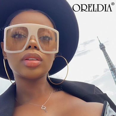 One Piece Shield Square Women Sunglasses Vintage Oversized Beige Tea Sunshade Glasses Lady  Brand Eyeglasses UV400