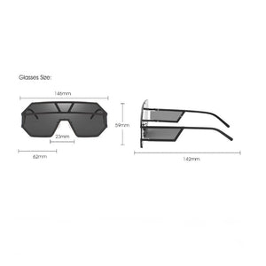 One Piece Sunglasses Women Geometric Patterns Metal Unisex Oversized men Sunglasses Gradient Lens Cool Sun glasses