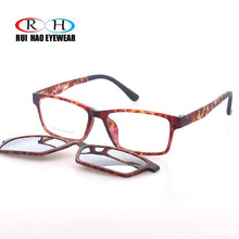 Load image into Gallery viewer, Optical Eyeglasses Frame Leopard Spectacles Rectangle Glasses Frame Prescription Glasses Polarized sunglasses clip on